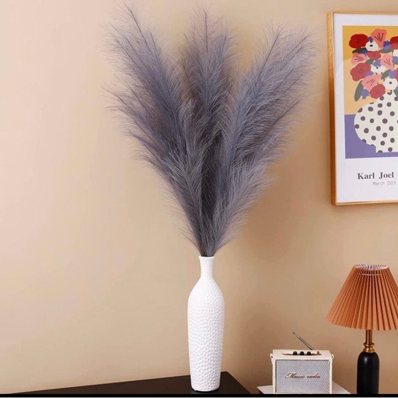 3 Pack Bundle | Gray ADJUSTABLE Artificial Large Faux PAMPAS GRASS 43” /110cm - Picture 2 of 3